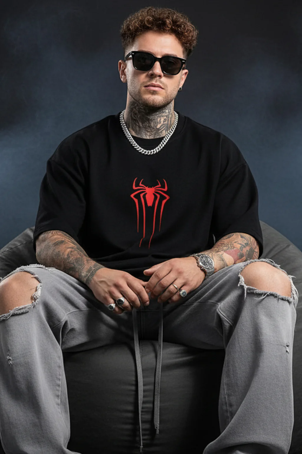 Man Black printed t-shirt